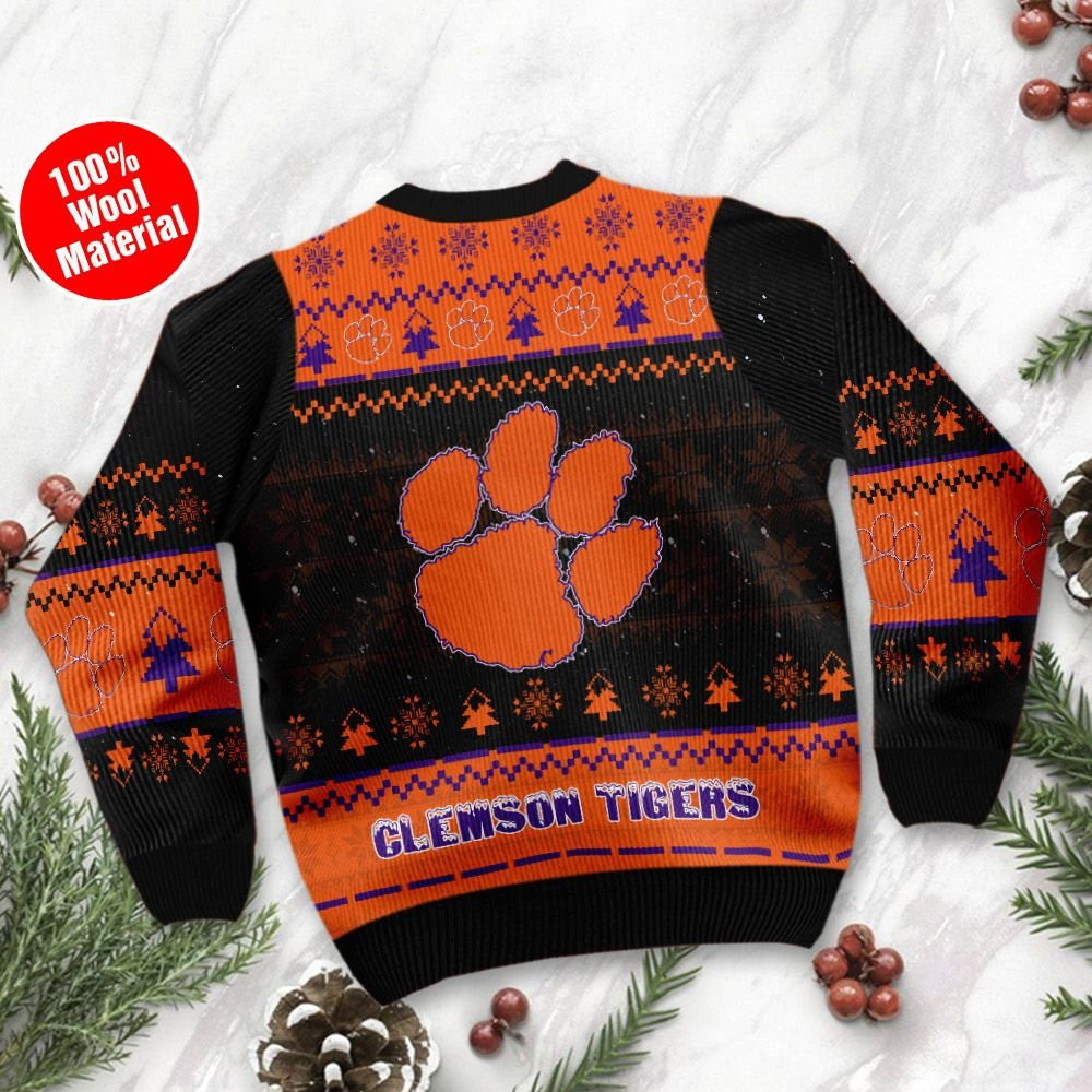 Clemson Tigers Snoopy Dabbing Holiday Party Ugly Christmas Sweater Adult 3D Funny Matching for family - Image 3