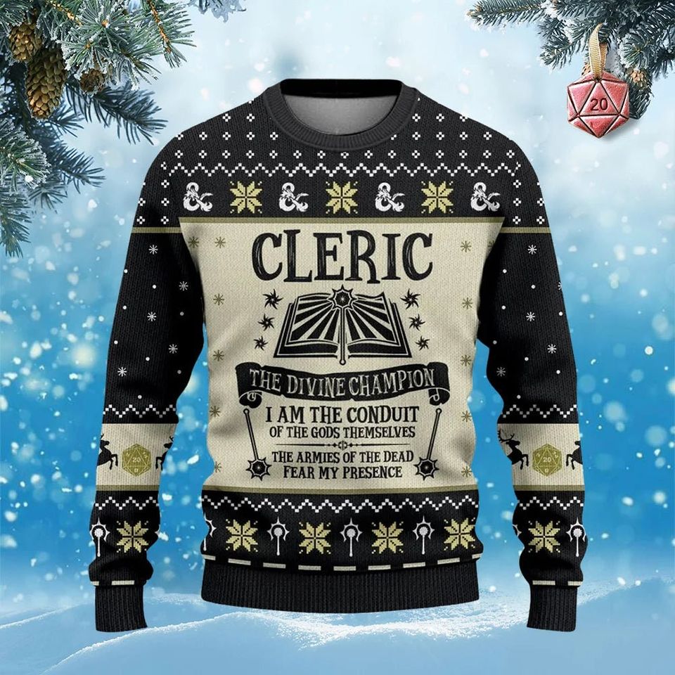 Cleric Dungeons, Dragons Ugly Sweater