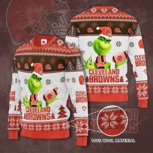 Cleveland Browns And The Grinch Ugly Christmas Sweater Adult 3D Funny Matching for family
