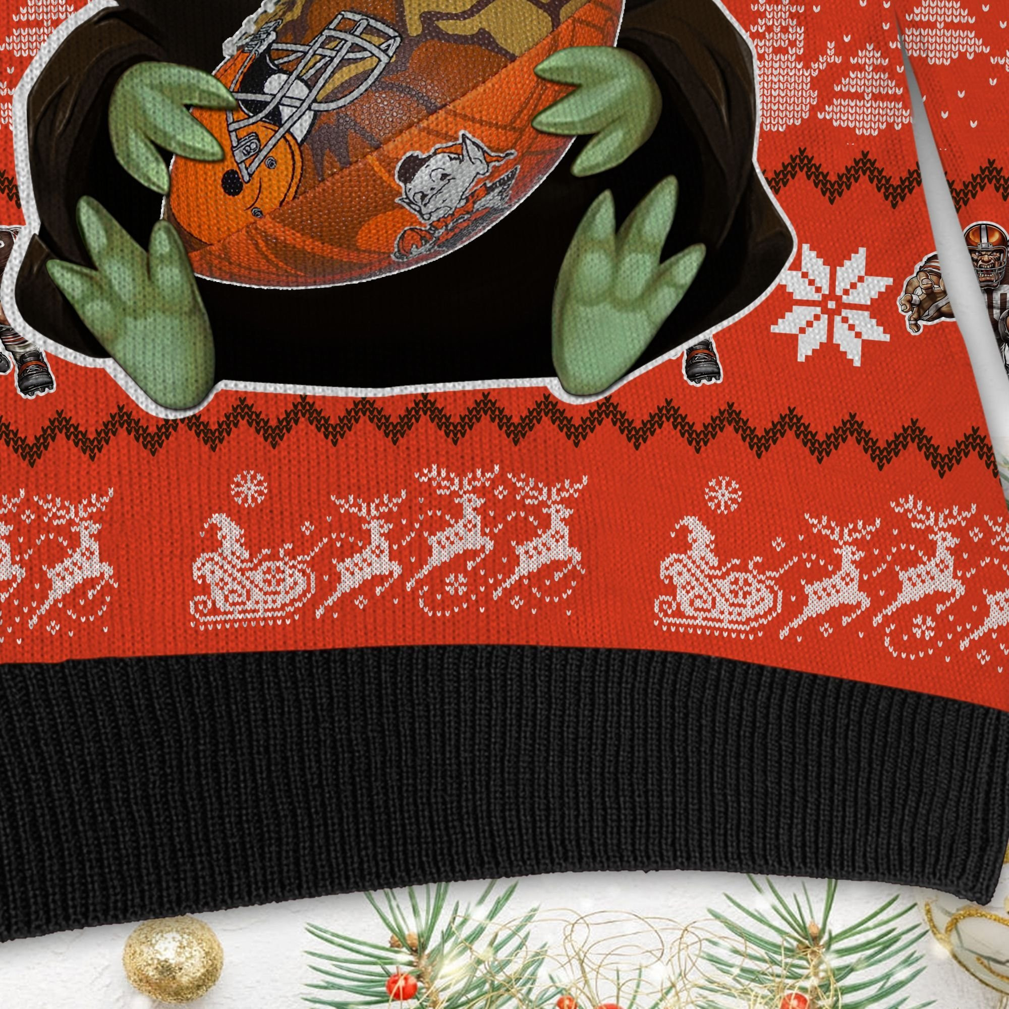 Cleveland Browns Baby Yoda Ugly Christmas Sweater Adult 3D Funny Matching for family - Image 5