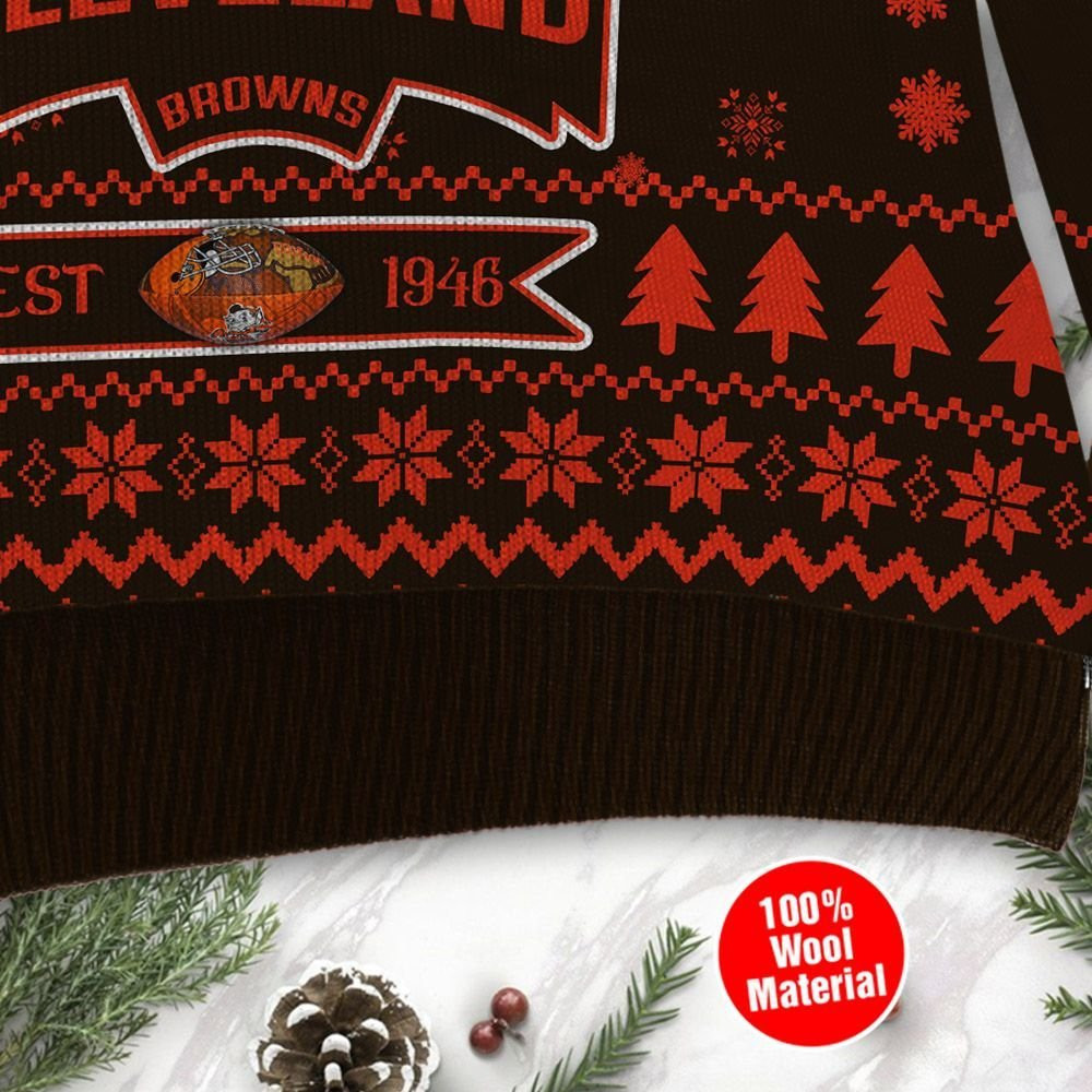 Cleveland Browns Cute Baby Yoda Grogu Ugly Christmas Sweater Adult 3D Funny Matching for family - Image 4
