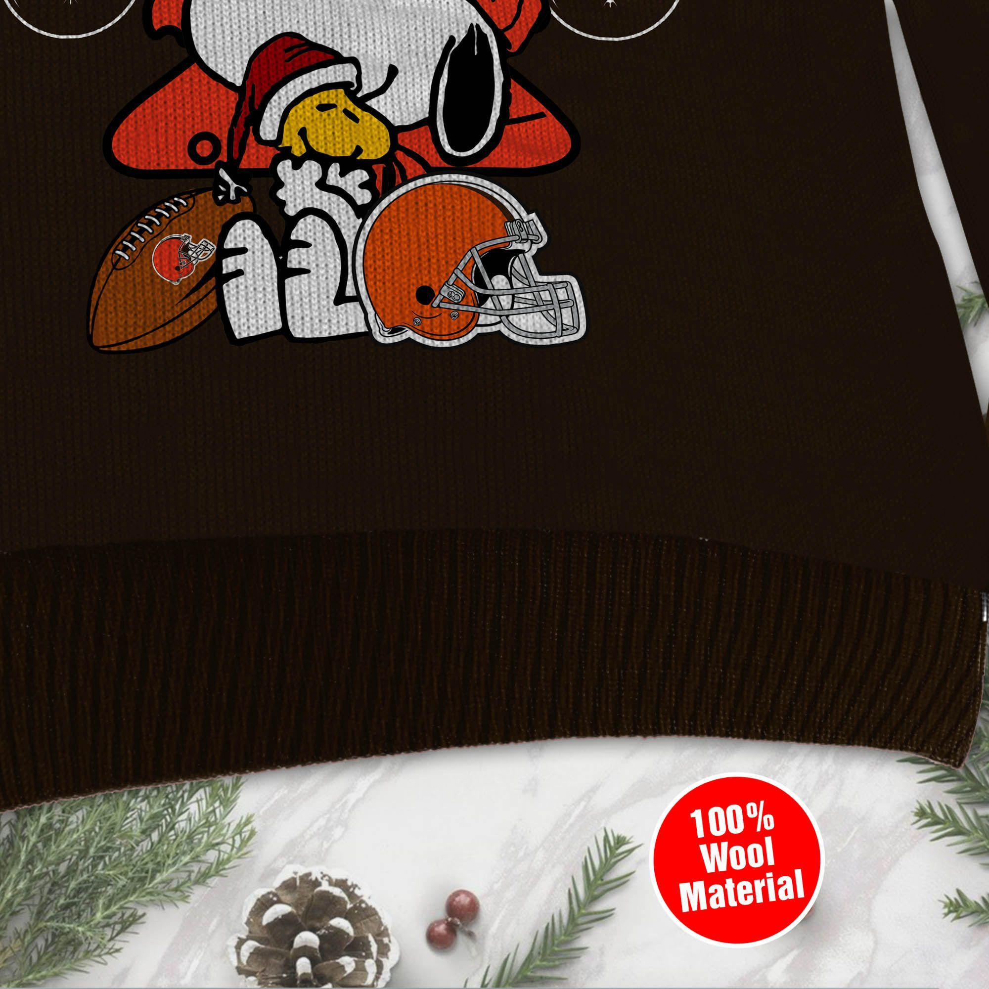 Cleveland Browns Funny Charlie Brown Peanuts Snoopy Ugly Christmas Sweater Adult 3D Funny Matching for family - Image 4