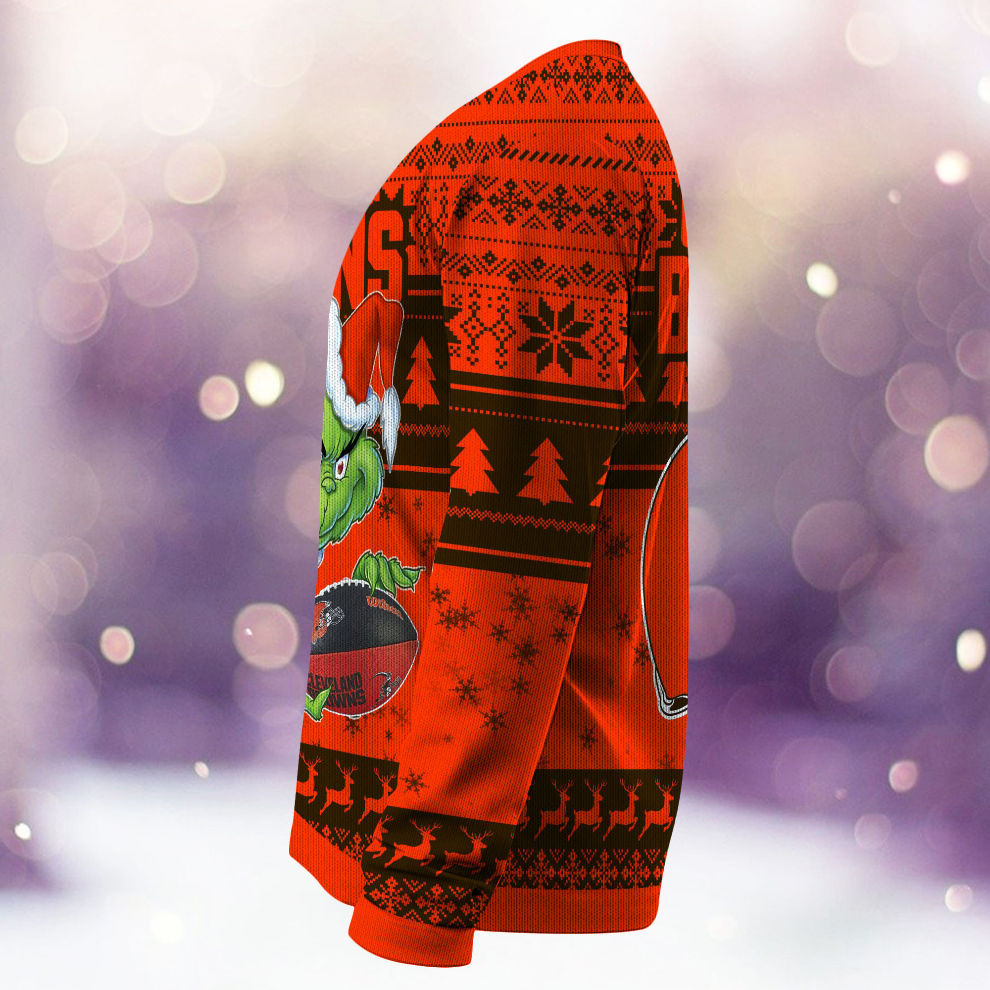 Cleveland Browns Grinch Ugly Christmas Sweater Adult 3D Funny Matching for family - Image 4