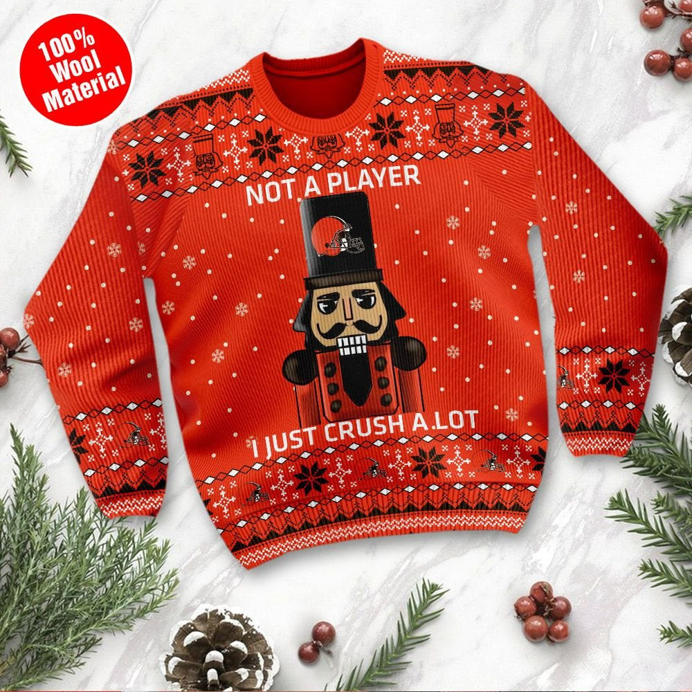 Cleveland Browns I Am Not A Player I Just Crush Alot Ugly Christmas Sweater Adult 3D Funny Matching for family - Image 2