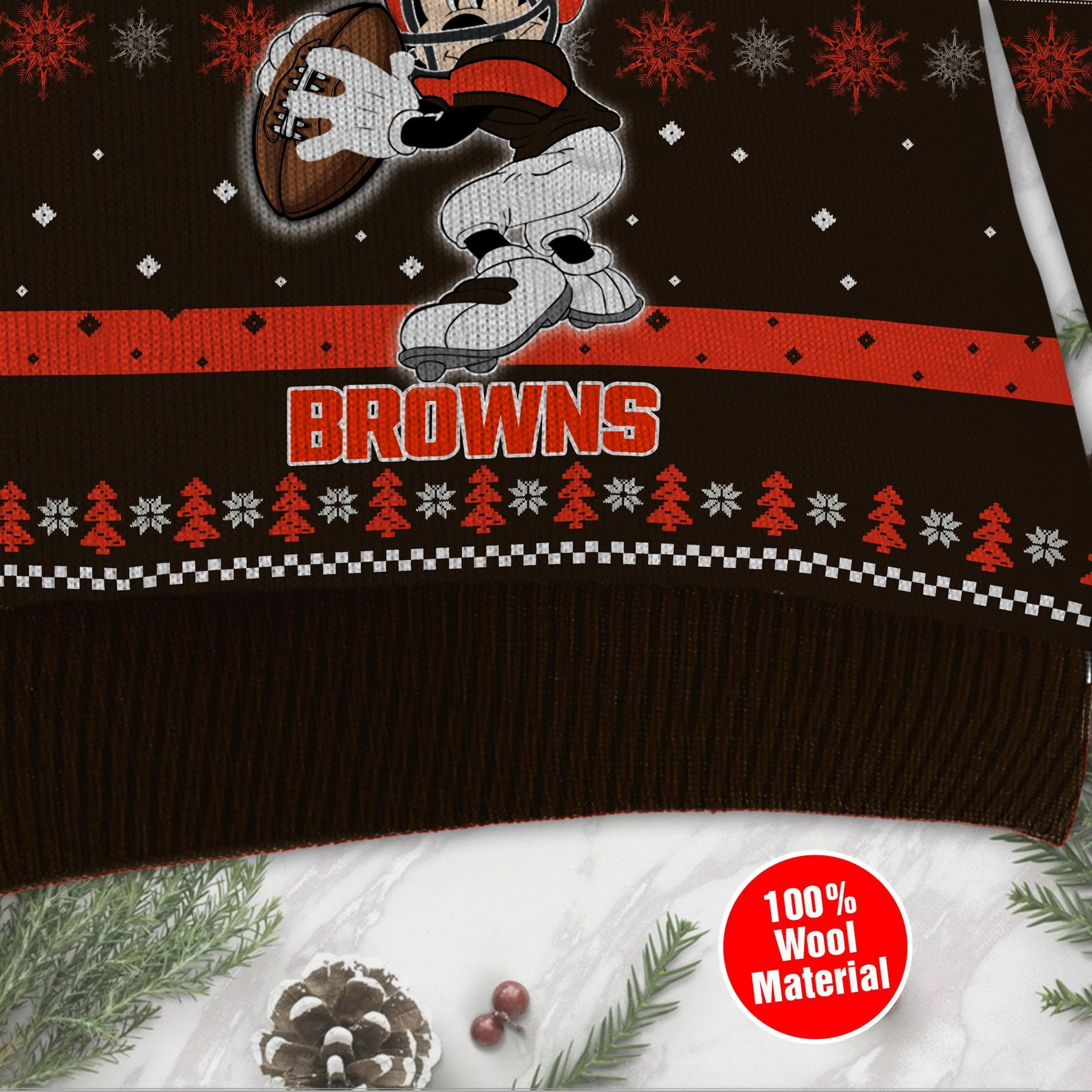 Cleveland Browns Mickey Mouse Funny Ugly Christmas Sweater Adult 3D Funny Matching for family - Image 4