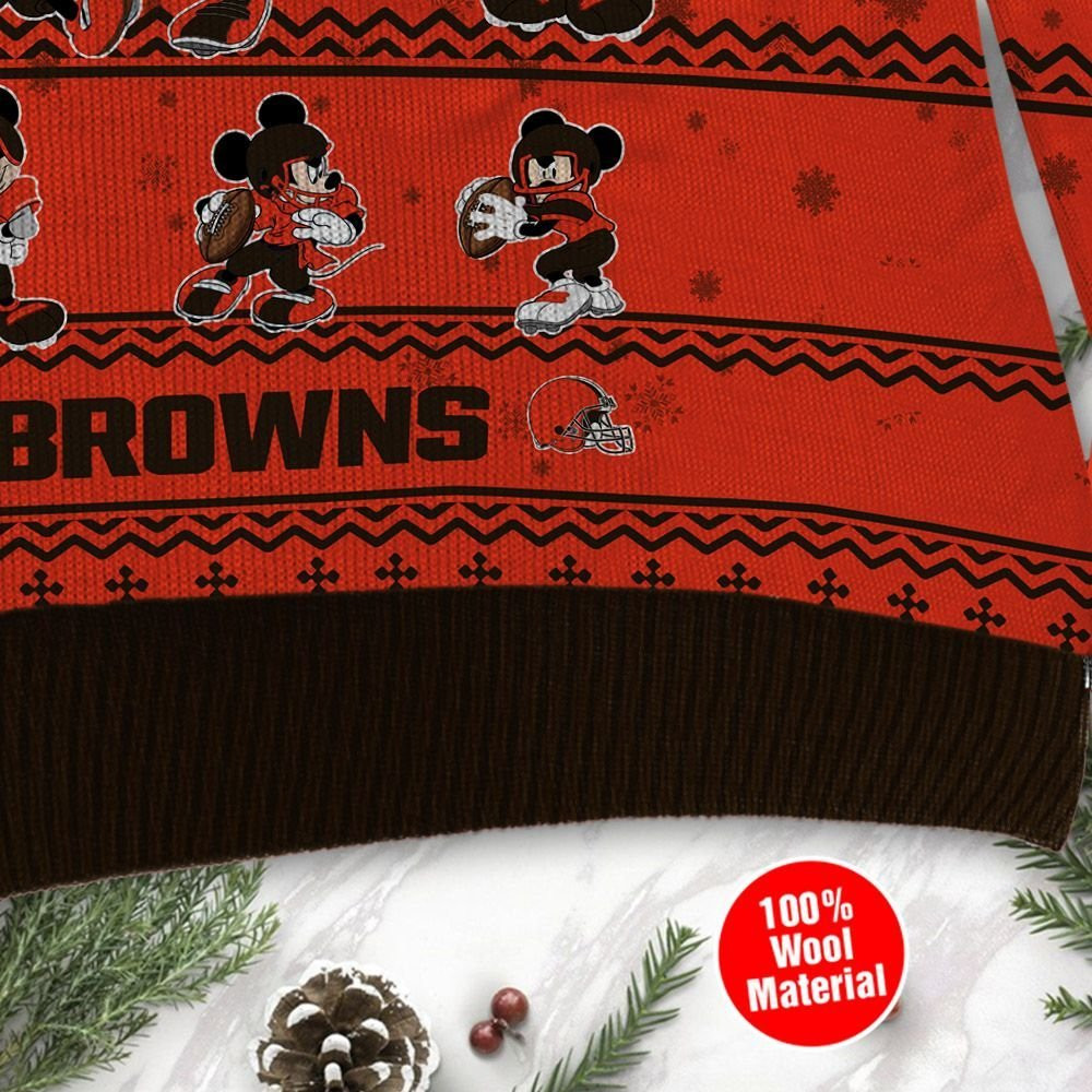 Cleveland Browns Mickey Mouse Ugly Christmas Sweater Adult 3D Funny Matching for family - Image 4