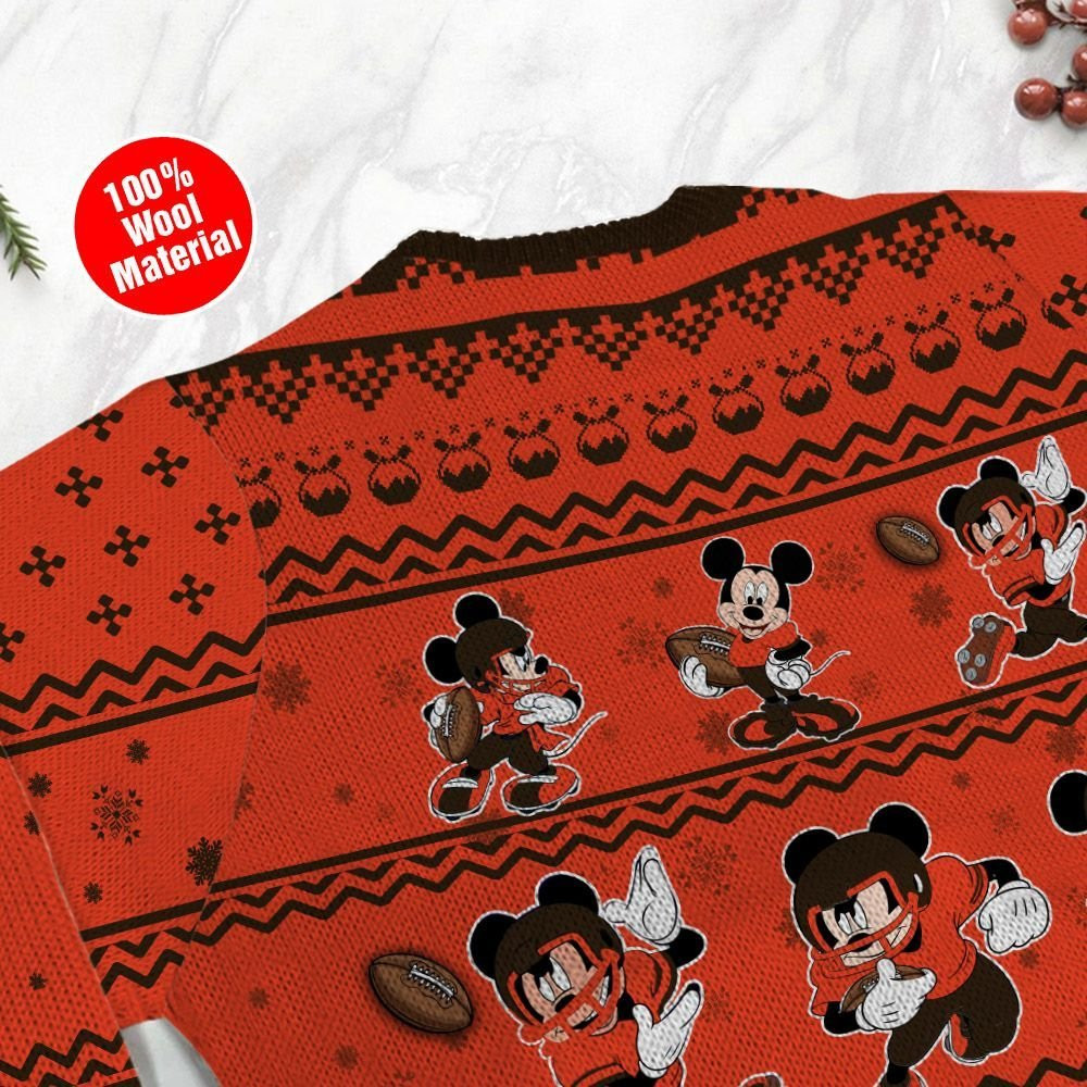 Cleveland Browns Mickey Mouse Ugly Christmas Sweater Adult 3D Funny Matching for family - Image 5