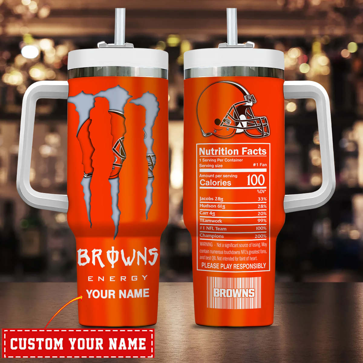 Cleveland Browns NFL Energy Nutrition Facts Custom Stanley Cup 40 oz 30 oz Tumbler With HandleTVC230172
