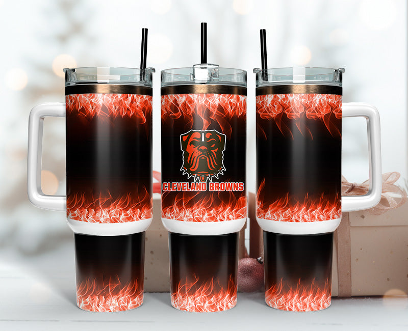 Cleveland Browns NFL Fire Effect Custom Stanley Cup 40 oz 30 oz Tumbler With HandleTVC2301140