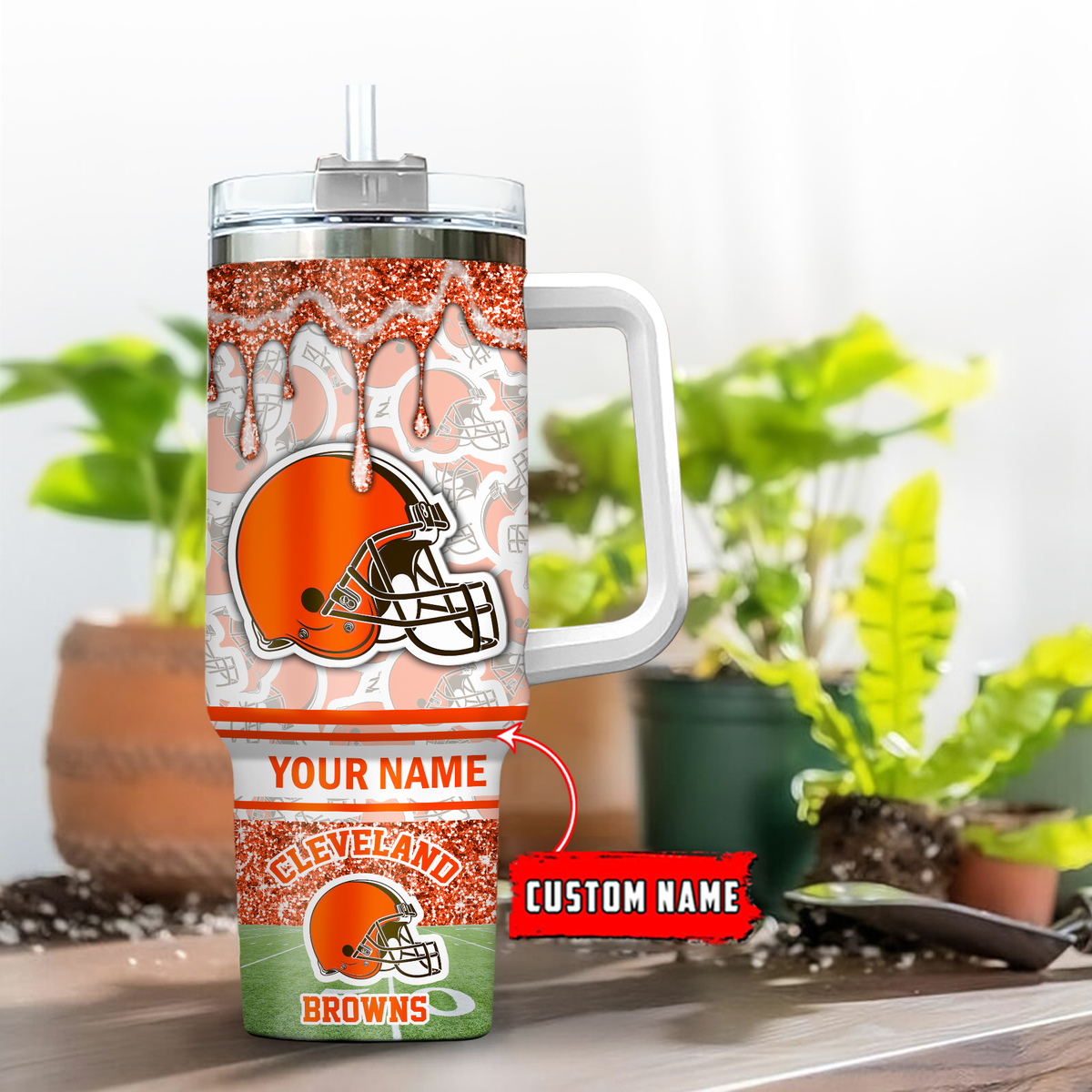 Cleveland Browns NFL Glitter Custom Stanley Cup 40 oz 30 oz Tumbler With HandleTVC230194