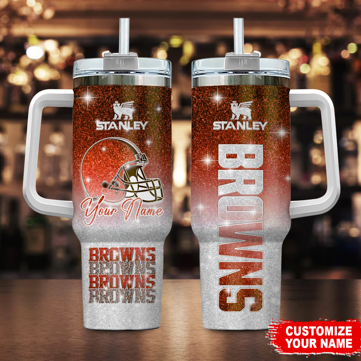 Cleveland Browns NFL Glitter Custom Stanley Cup 40 oz 30 oz Tumbler With HandleTVC230197