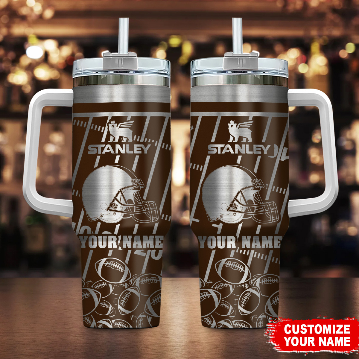 Cleveland Browns NFL Silver Custom Stanley Cup 40 oz 30 oz Tumbler With HandleTVC2301104