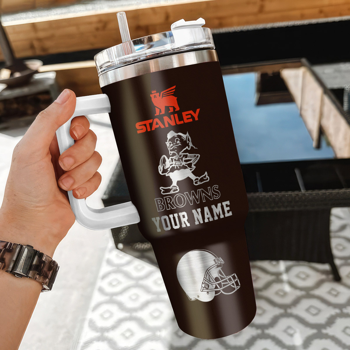 Cleveland Browns NFL Silver Logo Custom Stanley Cup 40 oz 30 oz Tumbler With HandleTVC2301106 - Image 3