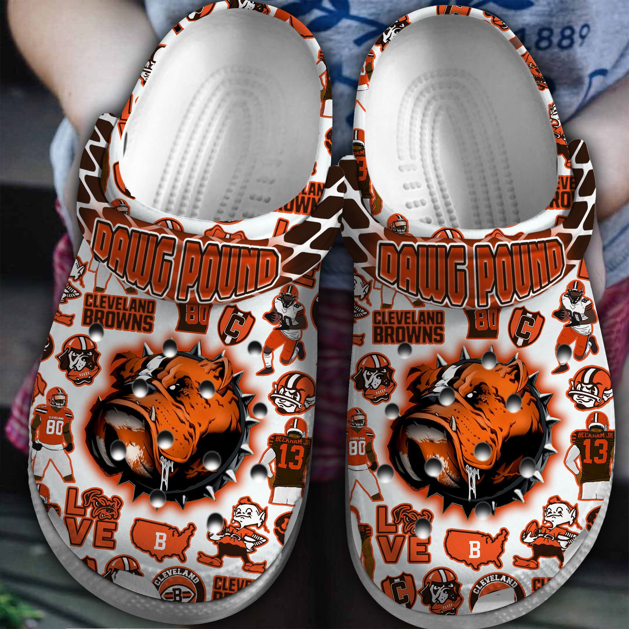 Cleveland Browns NFL Sport Crocs Crocband Clogs Shoes Comfortable For Men Women and Kids