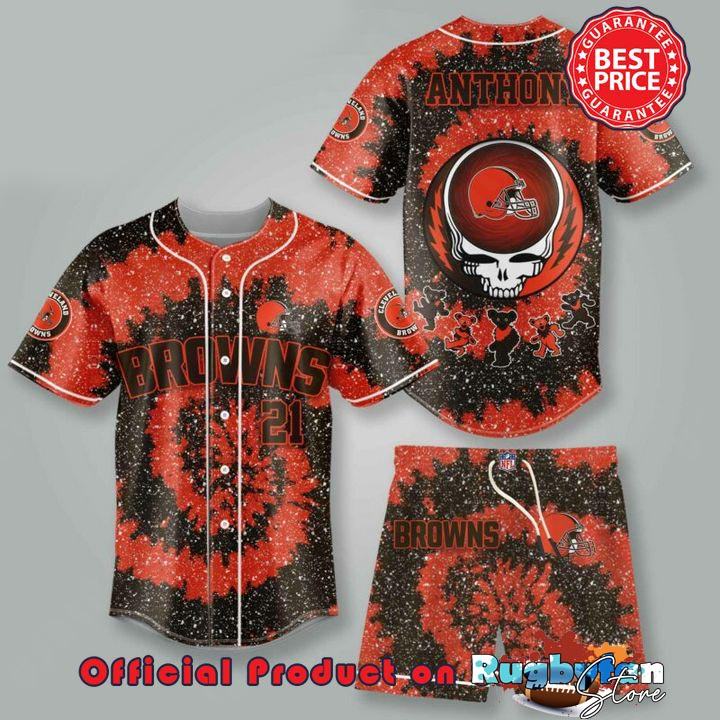 Cleveland Browns NLF Grateful Dead 3D Personalized Premium Baseball Jersey