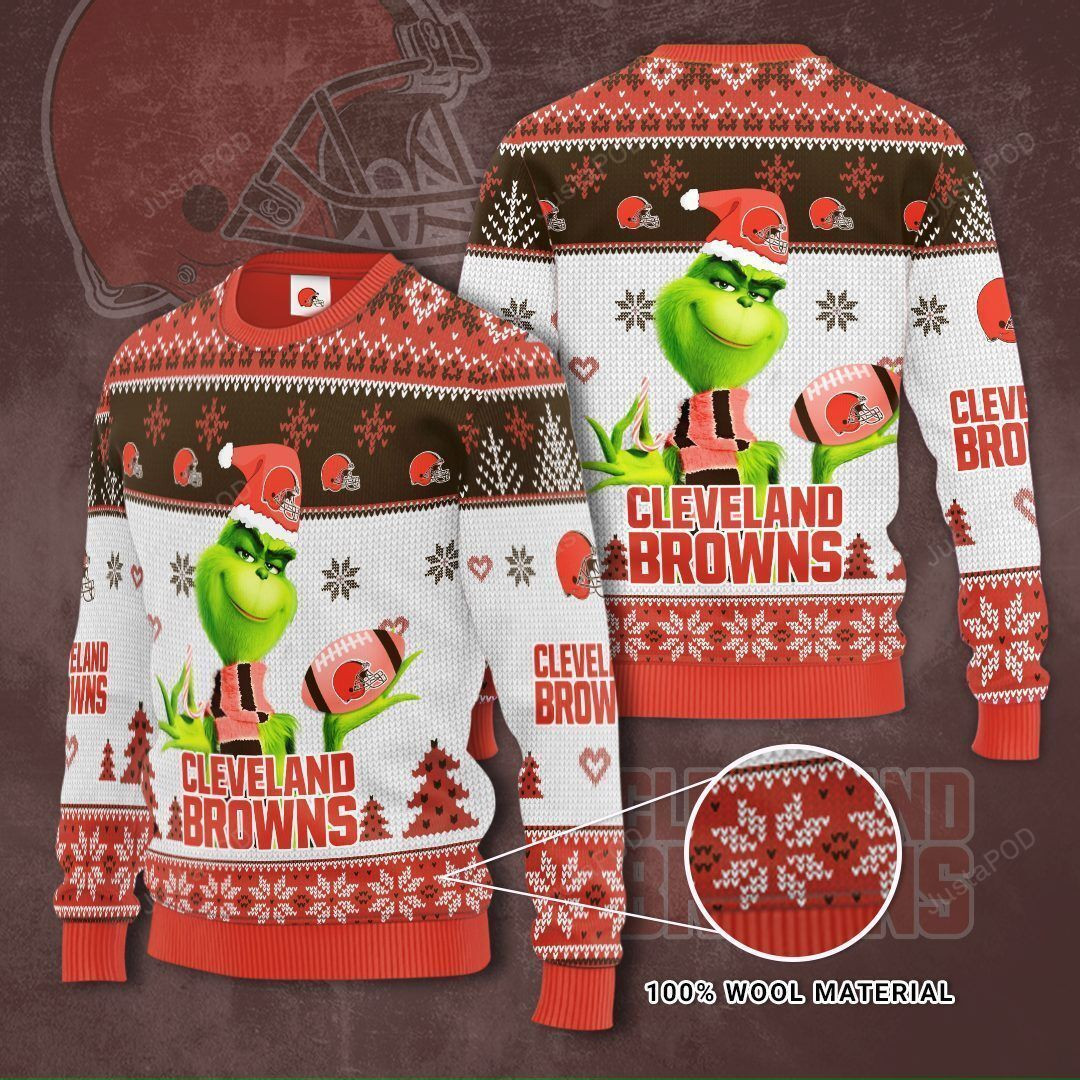 Cleveland Browns The Grinch Ugly Christmas Sweater Adult 3D Funny Matching for family