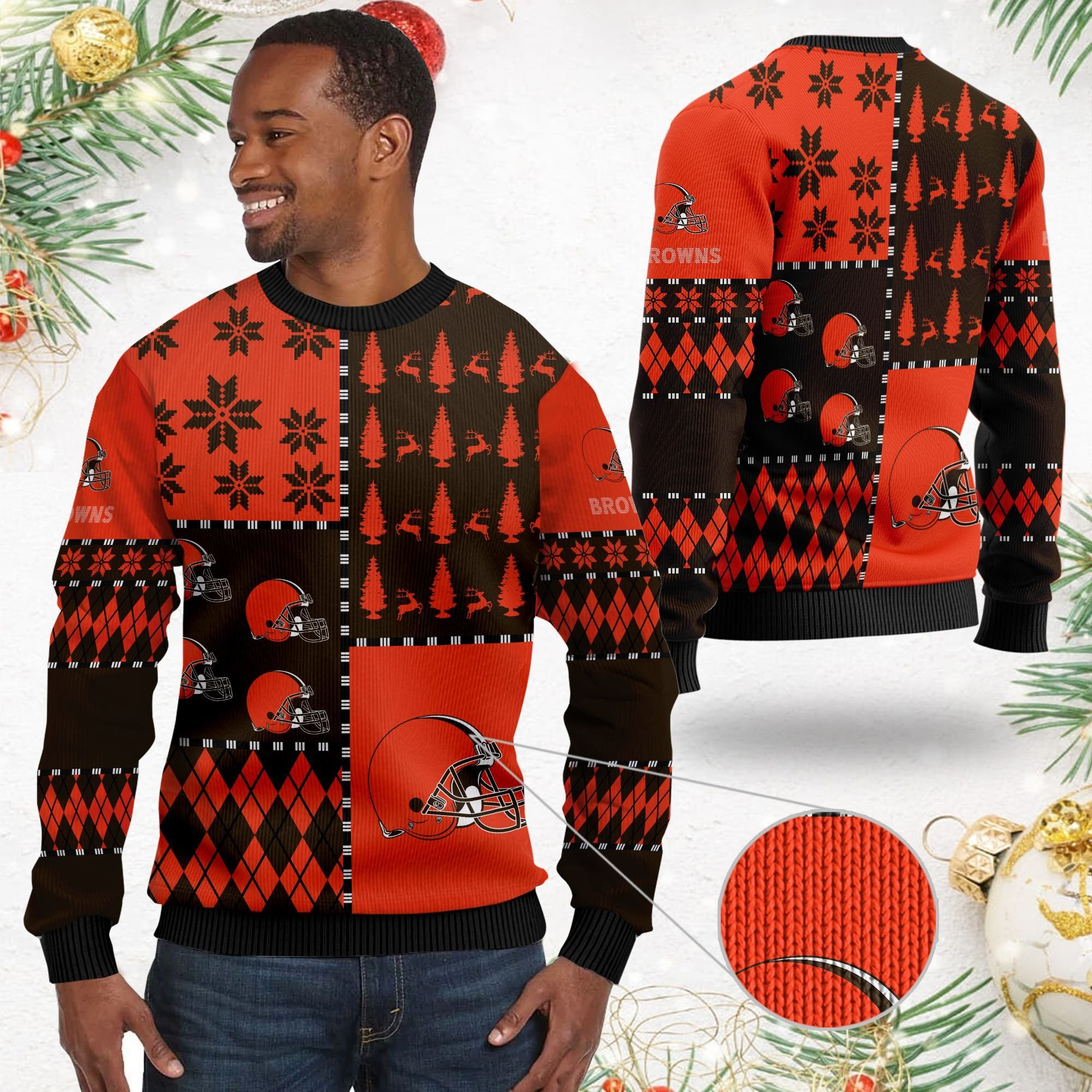 Cleveland Browns Ugly Christmas Sweater Adult 3D Funny Matching for family