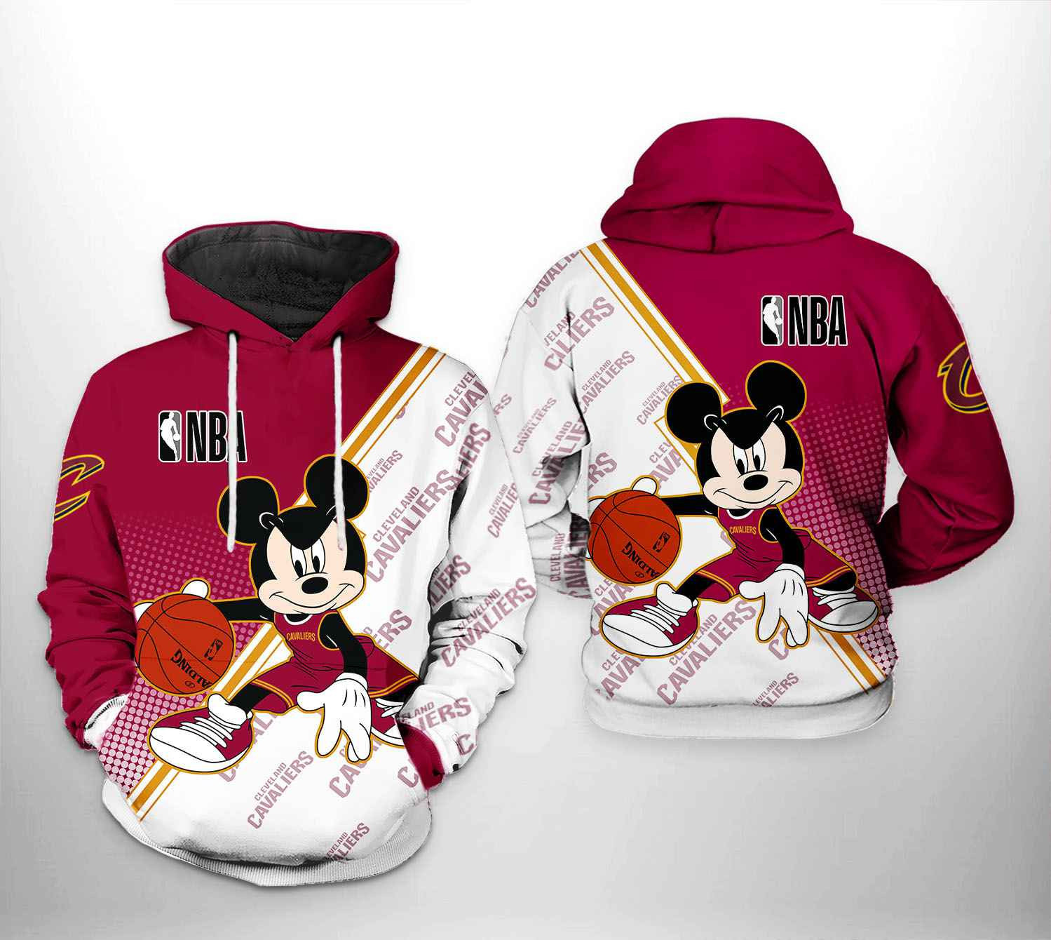 Cleveland Cavaliers NBA Mickey 3D All Over Print Hoodie, Zip Hoodie