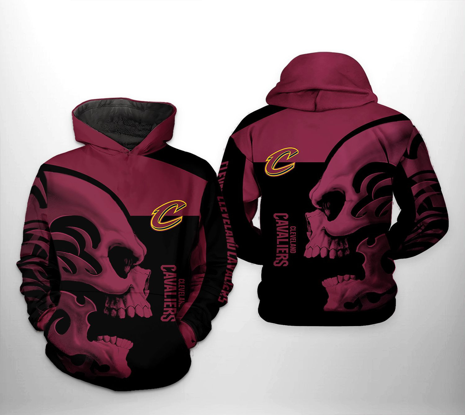 Cleveland Cavaliers NBA Skull Team 3D All Over Print Hoodie, Zip Hoodie