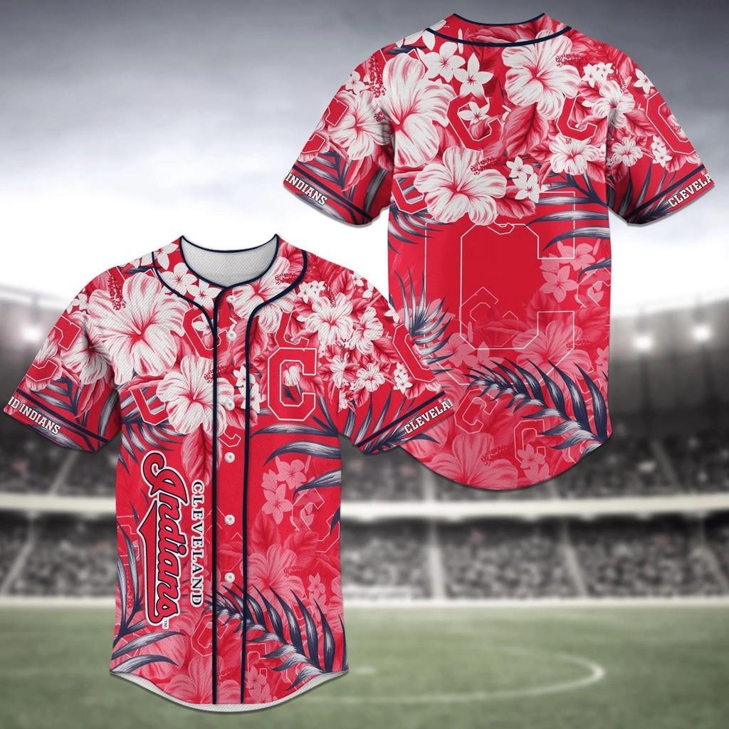 Cleveland Indians Mlb Baseball Jersey Shirt Flower