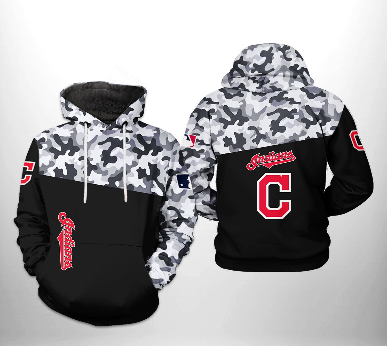 Cleveland Indians MLB Camo Veteran 3D All Over Print Hoodie, Zip Hoodie