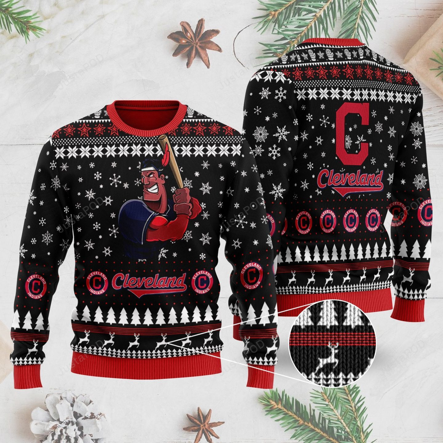 Cleveland Indians Ugly Christmas Sweater Adult 3D Funny Matching for family