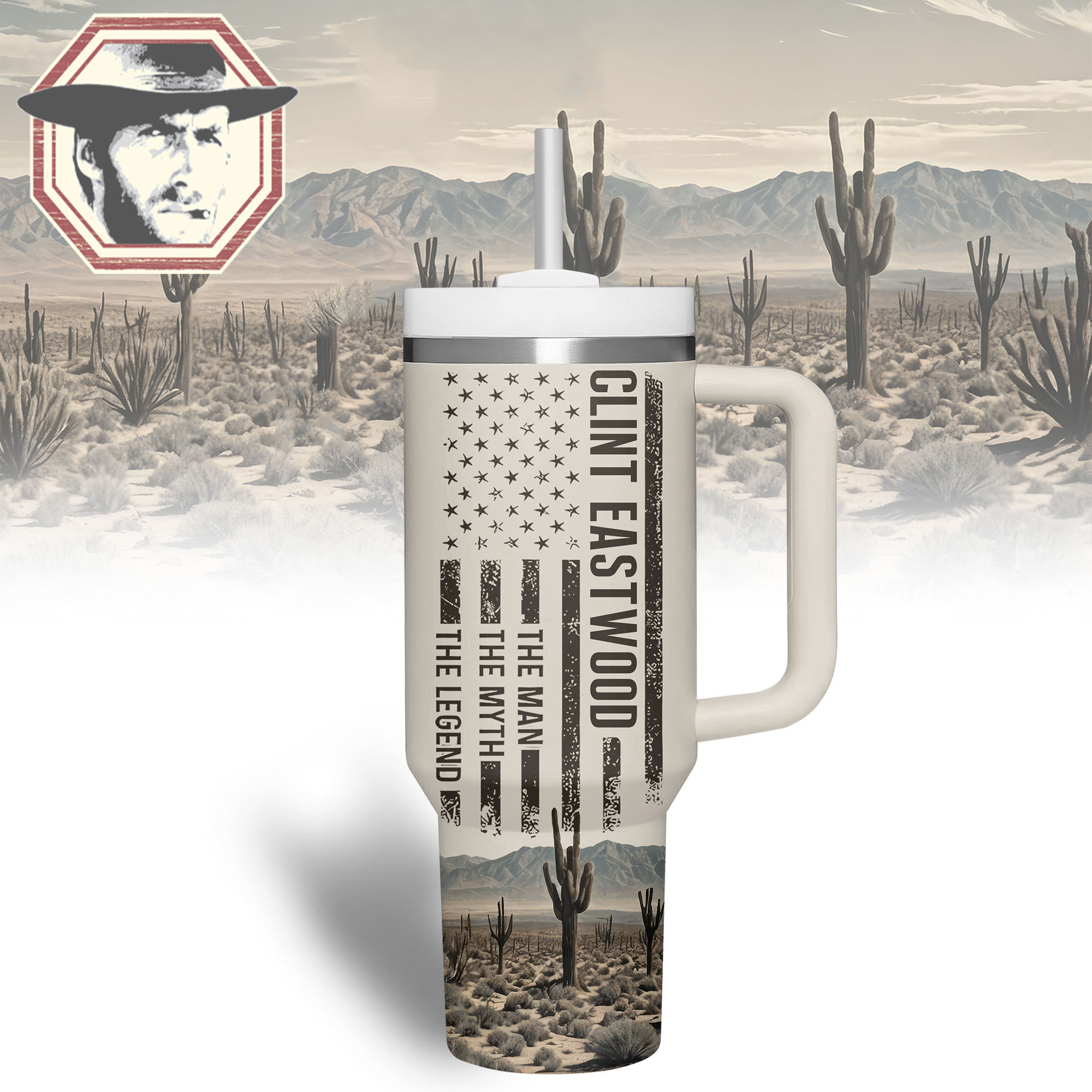 Clint Eastwood Actor Custom Stanley Cup 40 oz 30 oz Tumbler With HandleTVC2301342 - Image 3