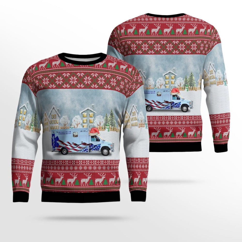 Clinton Area Ambulance Service Authority Saint Johns Michigan Christmas AOP Ugly Sweater Xmas Unisex Sweater Christmas Gifts For Men Women
