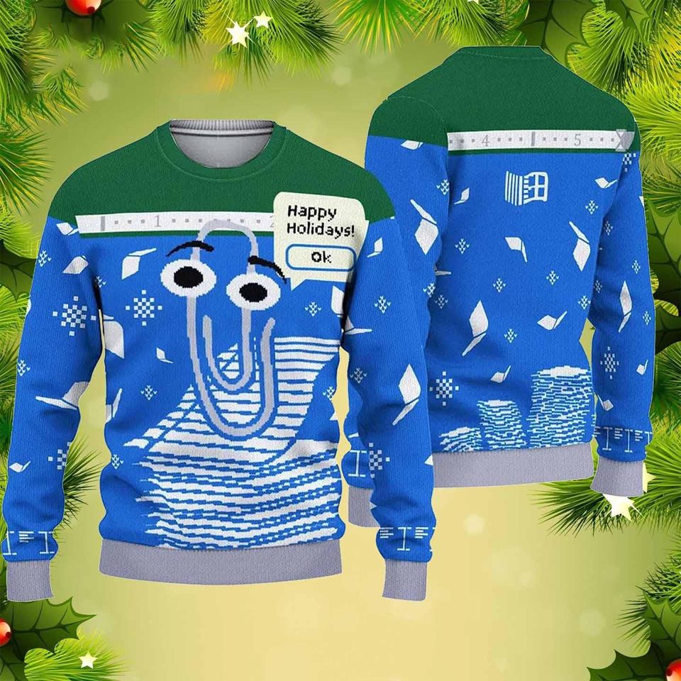Clippy Happy Holidays Ok Christmas Ugly Sweater