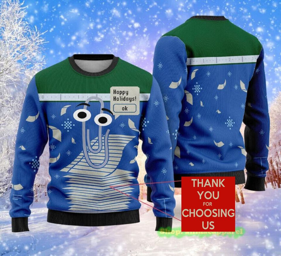 Clippy Ugly All Over 3D Print Sweater, Windows Xmas Sweater