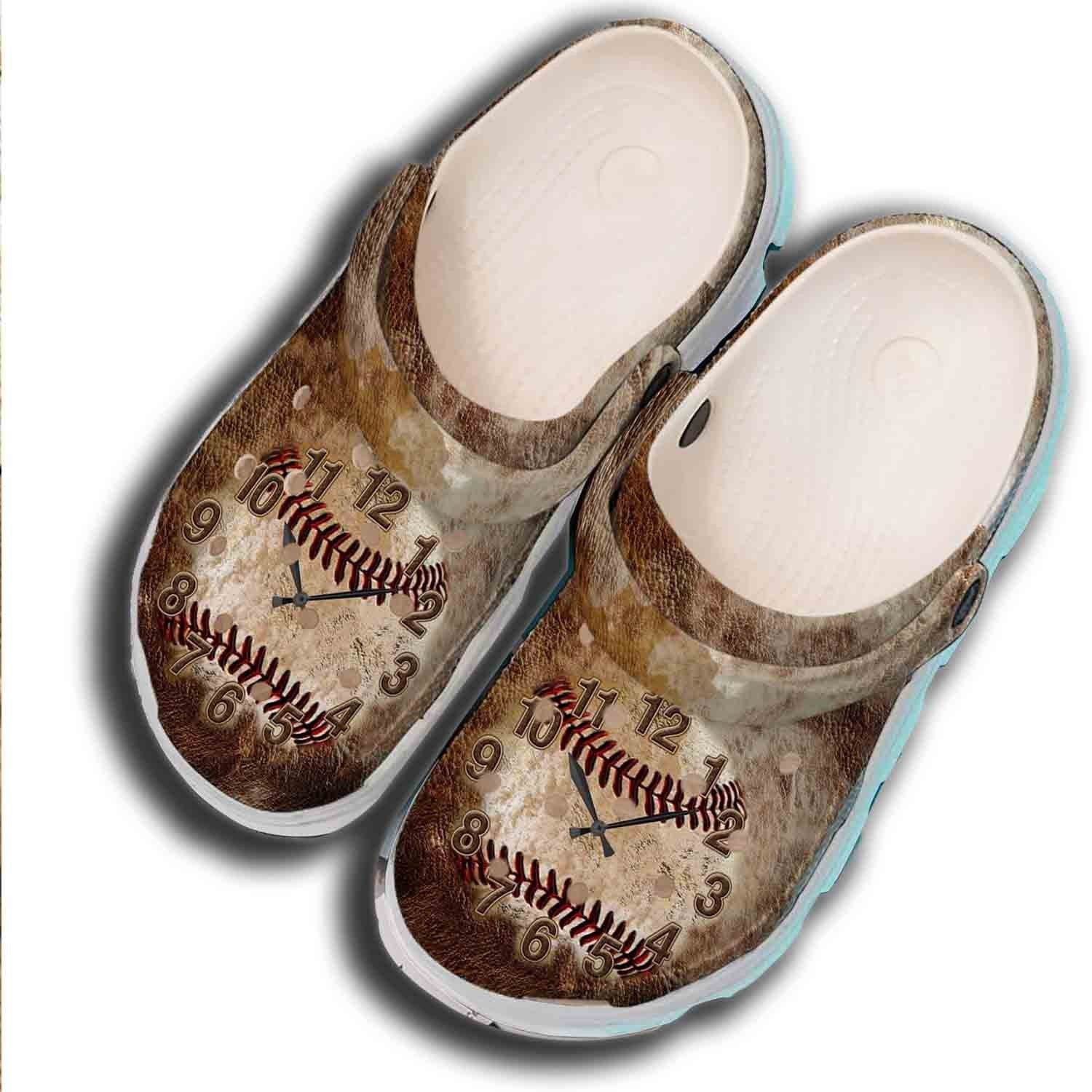 Clock Baseball Shoes Clogs For Batter - Funny Baseball Custom Shoes Clogs For Birthday