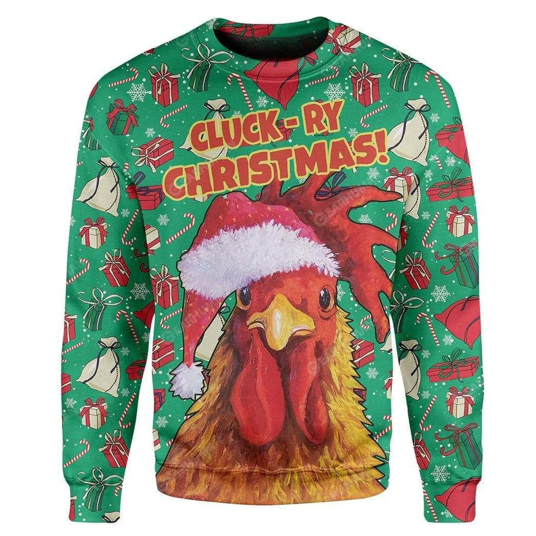 Cluck-Ry Ugly Christmas Sweater Adult 3D Funny Matching for family