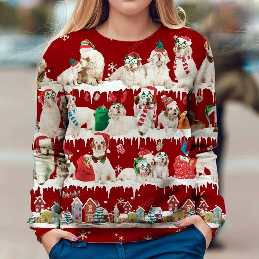 Clumber Spaniel Dog Ugly Christmas Sweater Adult 3D Funny Matching for family