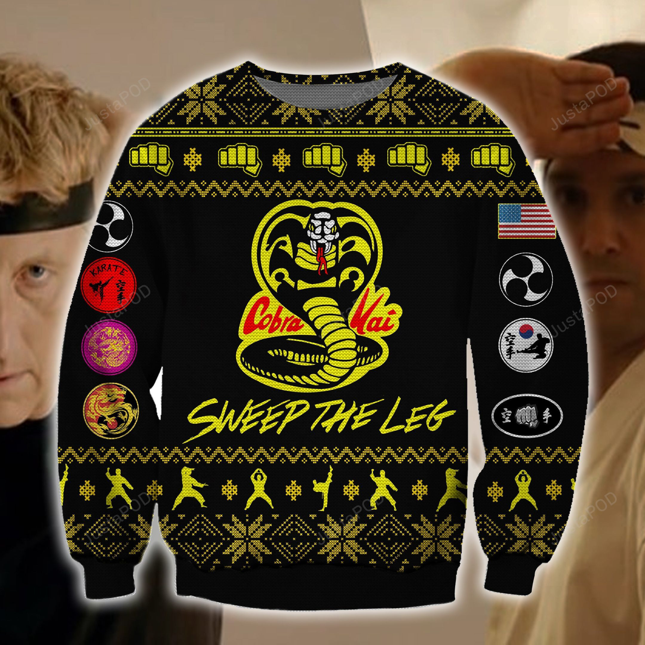 Cobra Kai Knitting Pattern 3D Print Ugly Christmas Sweater Adult 3D Funny Matching for family