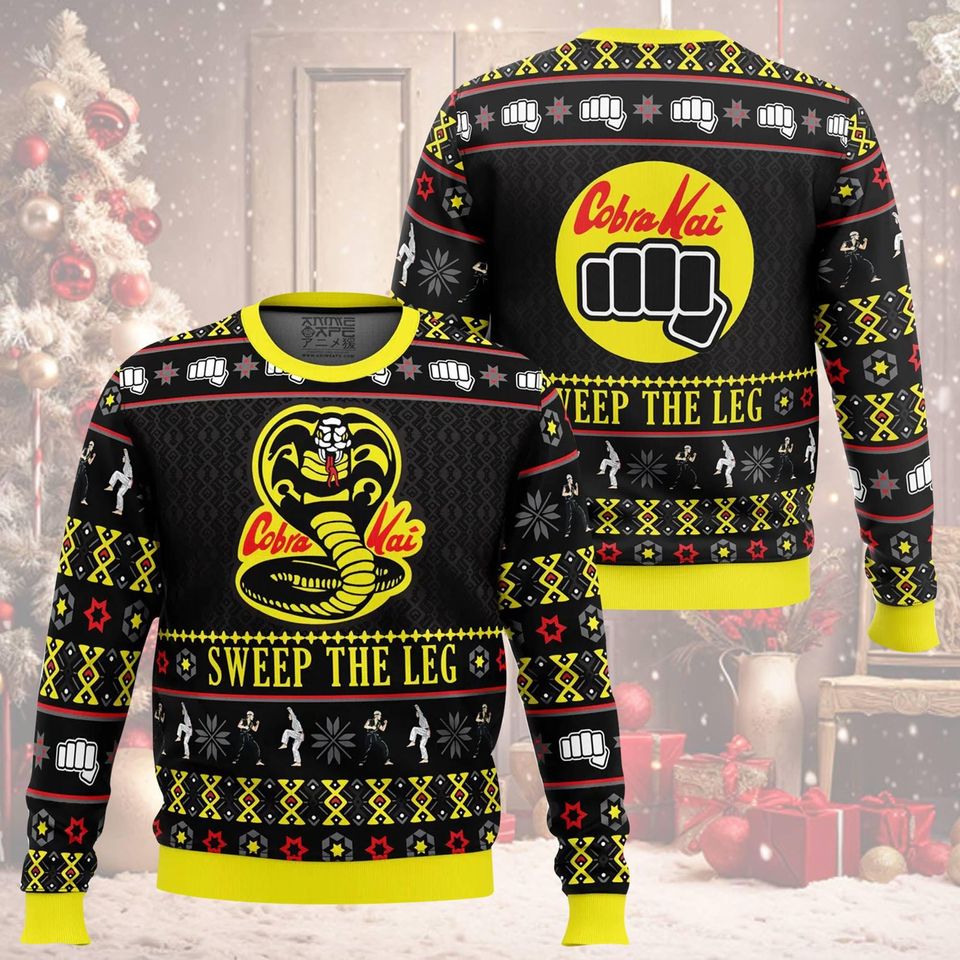 Cobra Kai Sweep The Leg Karate Kid Ugly Christmas Sweater