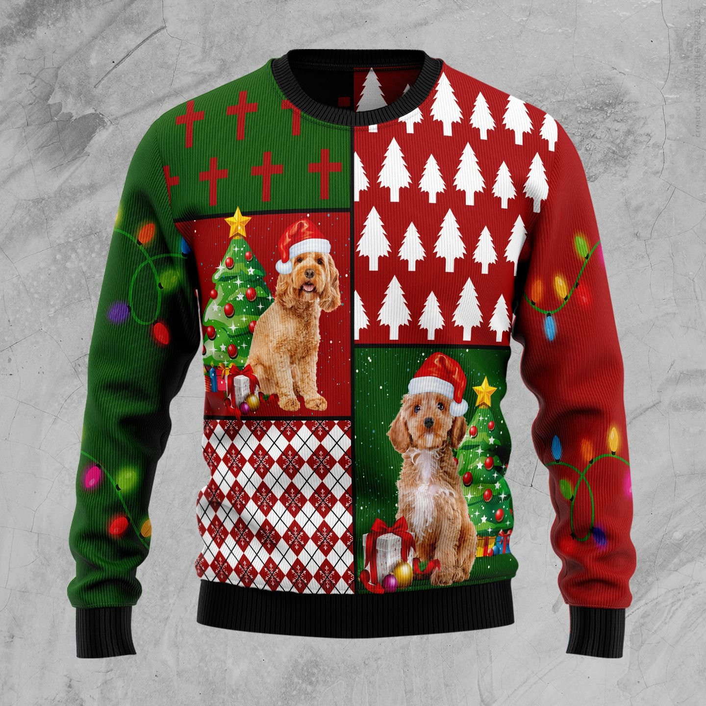 Cockapoo Hohoho Ugly Christmas Sweater Adult 3D Funny Matching for family