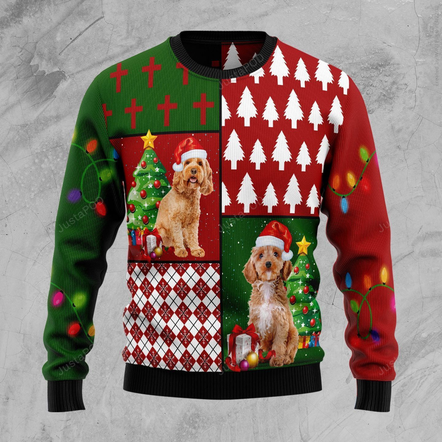 Cockapoo Hohoho Ugly Christmas Sweater Adult 3D Funny Matching for family