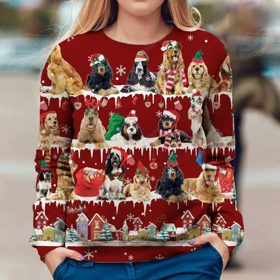 Cocker Spaniel Dog Ugly Christmas Sweater Adult 3D Funny Matching for family