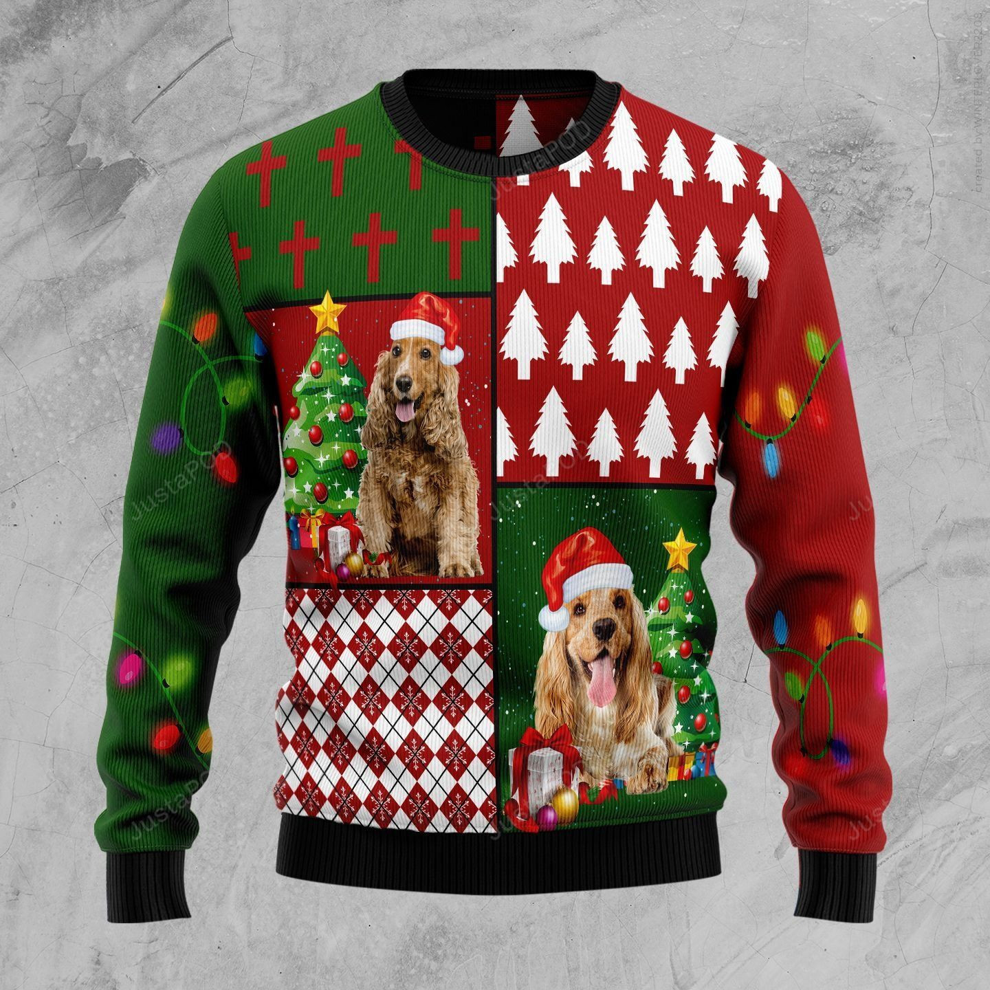 Cocker Spaniel Hohoho Ugly Christmas Sweater Adult 3D Funny Matching for family