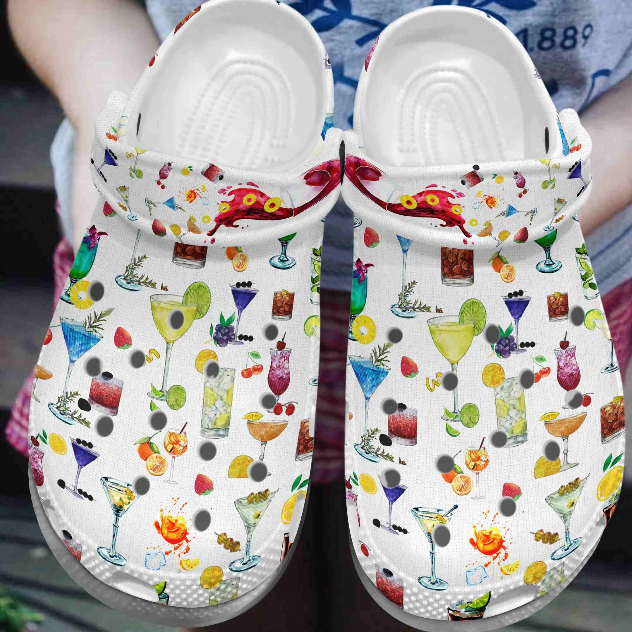 Cocktail Art Shoes - Bartender clog Birthday Gift For Women Men Friend