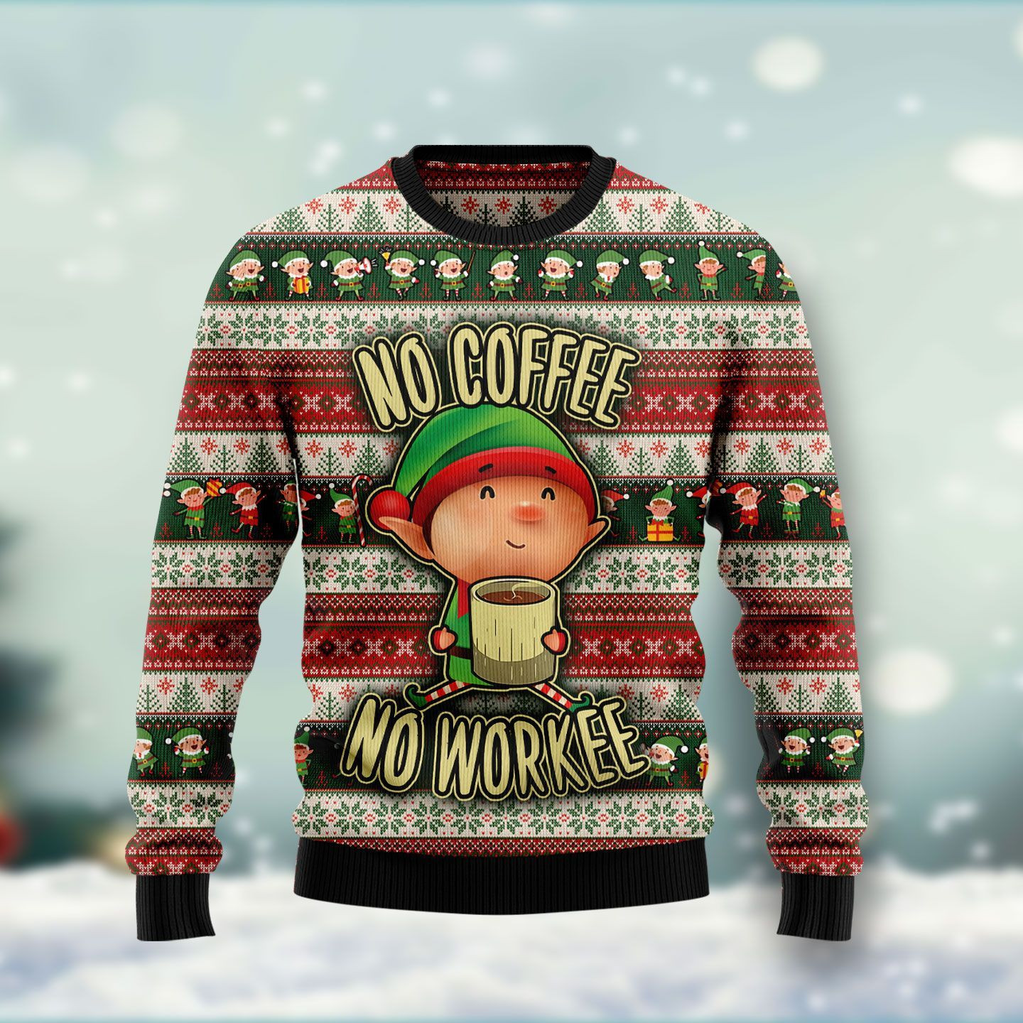 Coffee Ugly Christmas Sweater Adult 3D Funny Matching for family