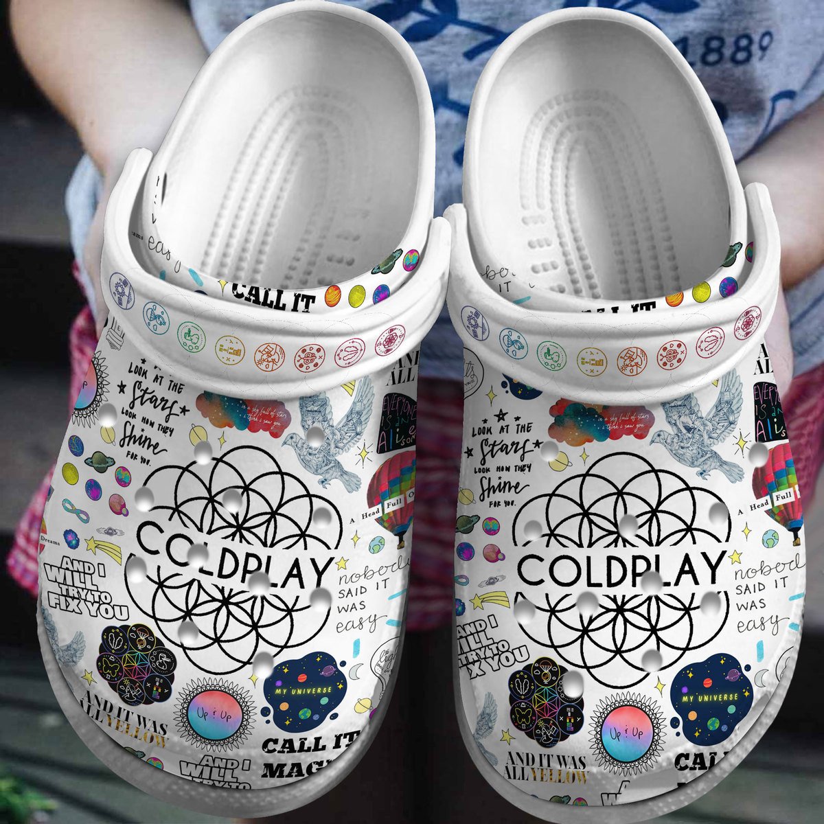 Coldplay Music Crocs Crocband Clogs Shoes Comfortable For Men Women and Kids