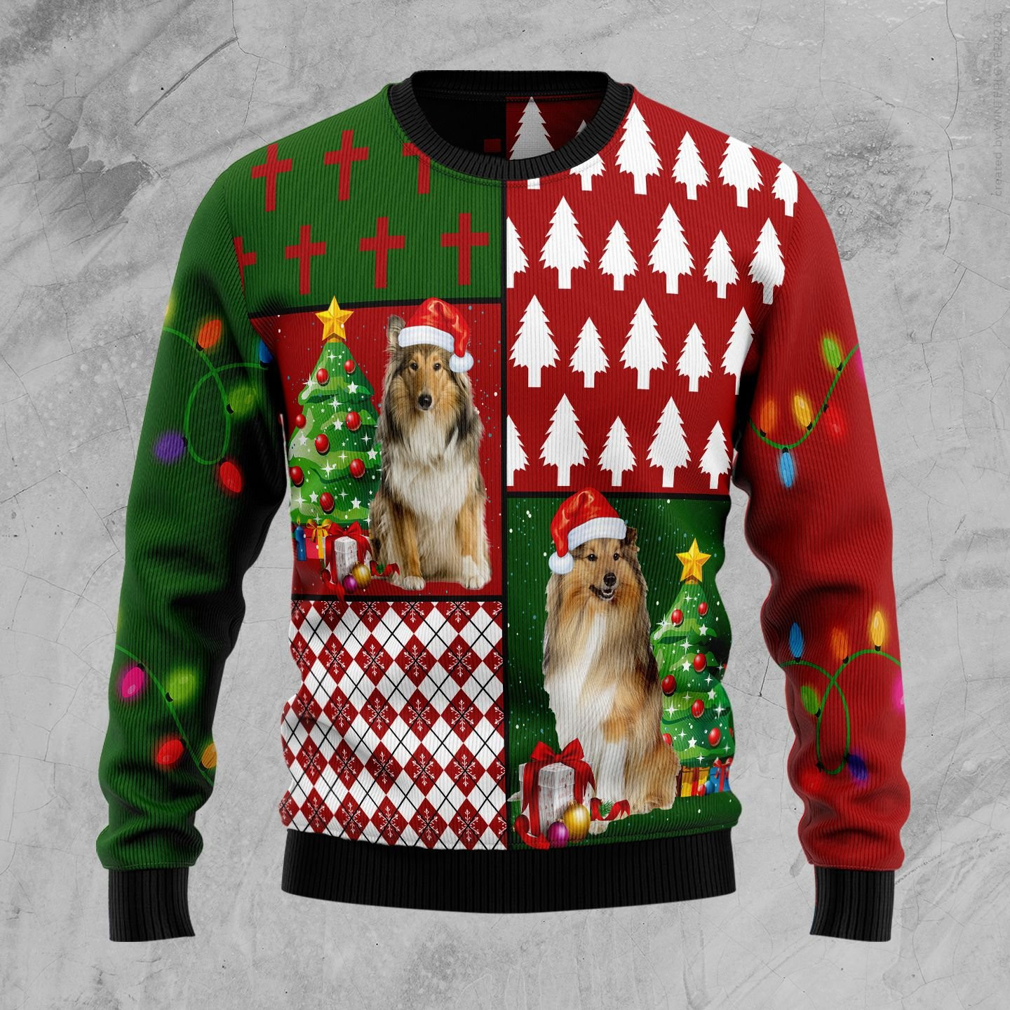 Collie Hohoho Ugly Christmas Sweater Adult 3D Funny Matching for family