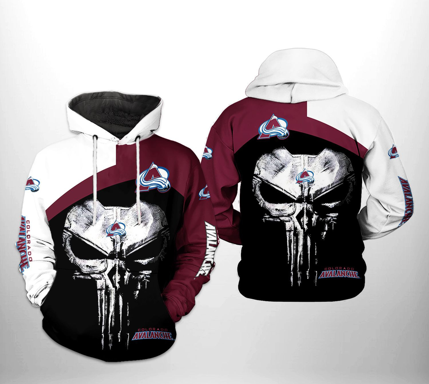 Colorado Avalanche NHL Skull Punisher 3D All Over Print Hoodie, Zip Hoodie