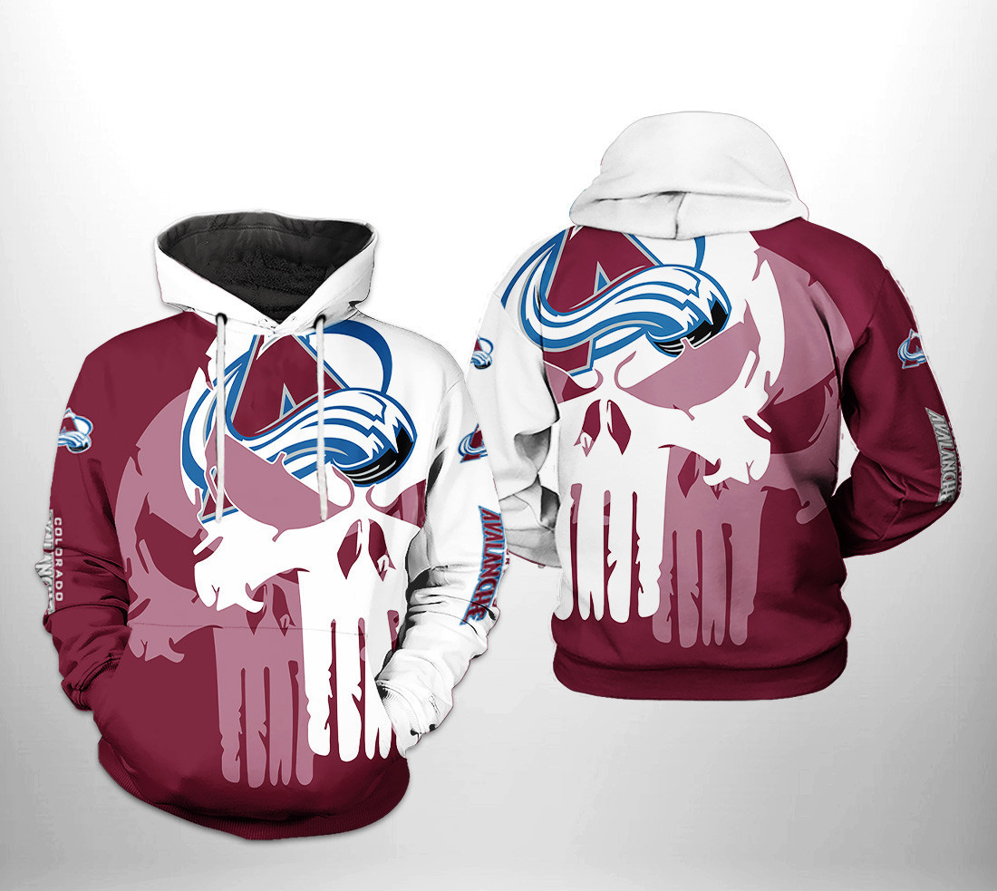 Colorado Avalanche NHL Team Skull 3D All Over Print Hoodie, Zip Hoodie