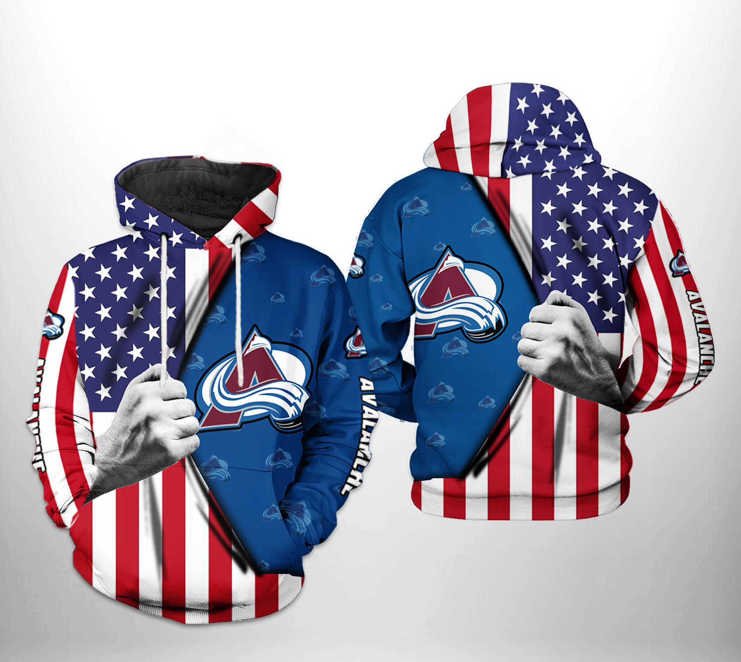 Colorado Avalanche NHL US FLag 3D All Over Print Hoodie, Zip Hoodie