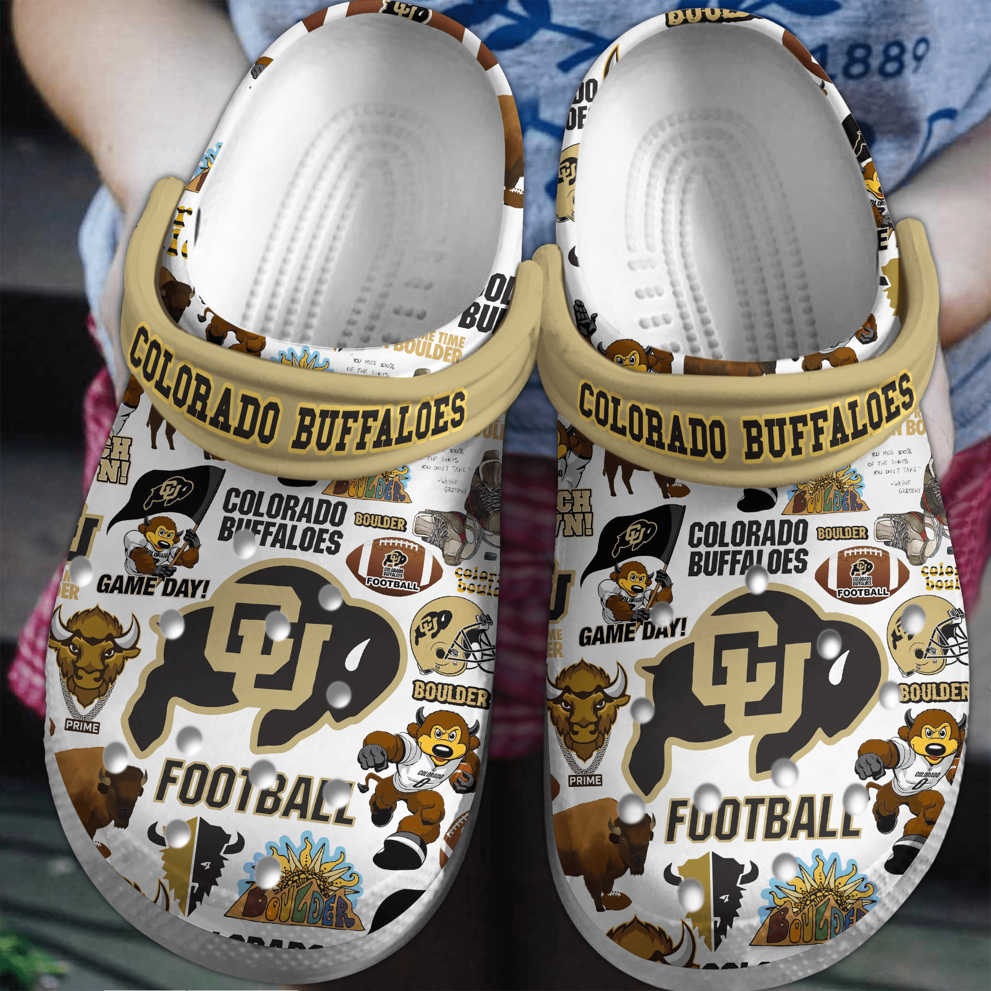 Colorado Buffaloes NCAA Sport Crocs Crocband Clogs Shoes Comfortable For Men Women and Kids