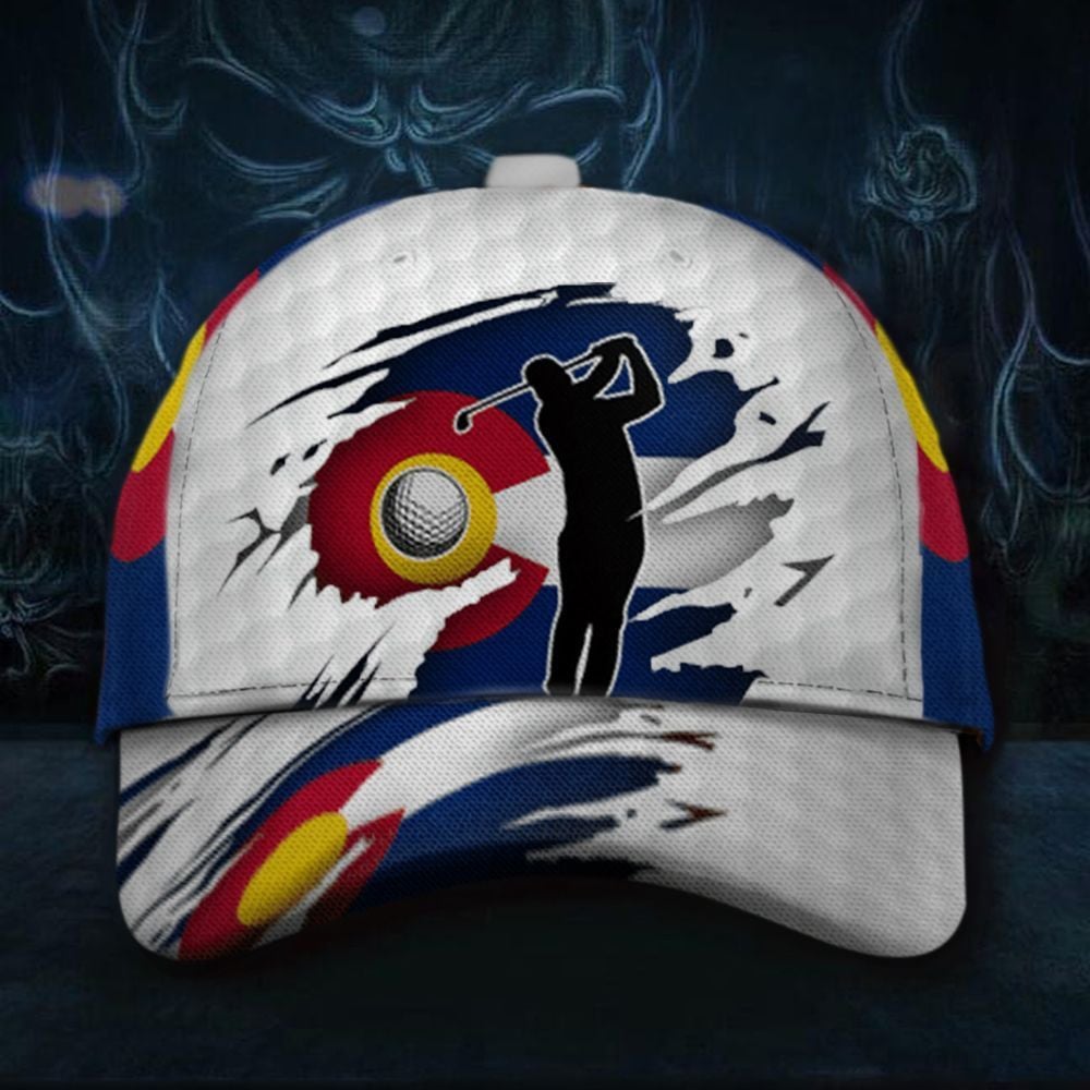Colorado Flag Golfer Hat Colorado State Patriotic Cap Golf Gifts For Boyfriend Trucker Hats Custom Hats Gifts For Men & Women