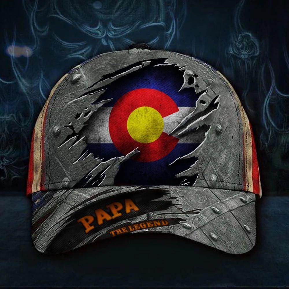 Colorado Papa The Legend 3D Hat Vintage USA Flag Cap Best Father's Day Gifts Trucker Hats Custom Hats Gifts For Men & Women