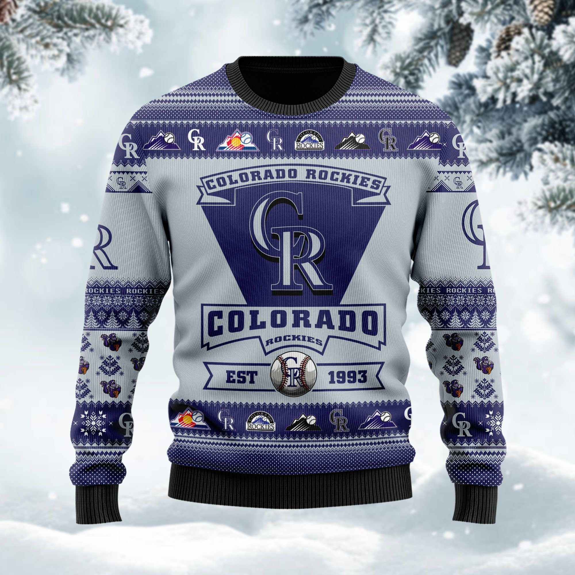 Colorado Rockies Football Team Logo Custom Name Personalized Ugly Christmas Sweater Adult 3D Funny Matching for family - Image 2